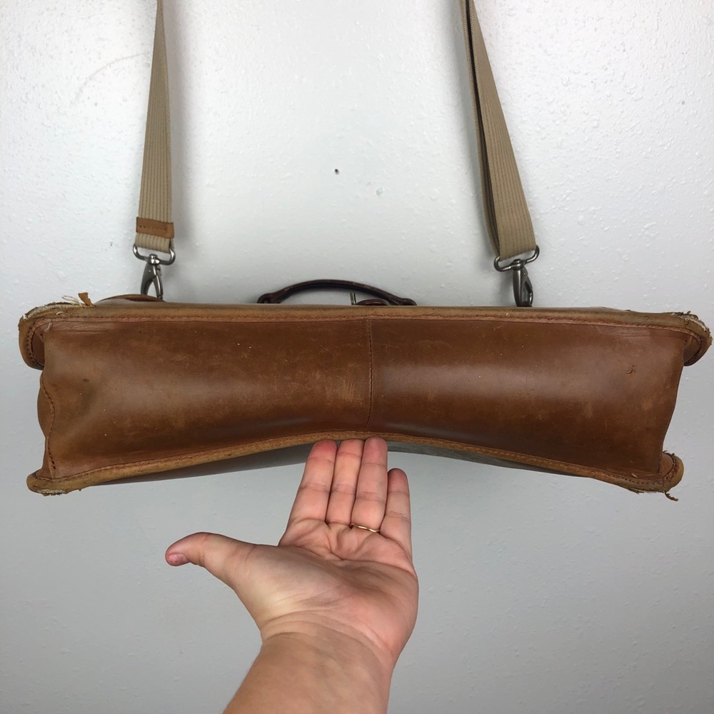 l.l.bean vintage briefcase tan leather messenger - Picture 7 of 10